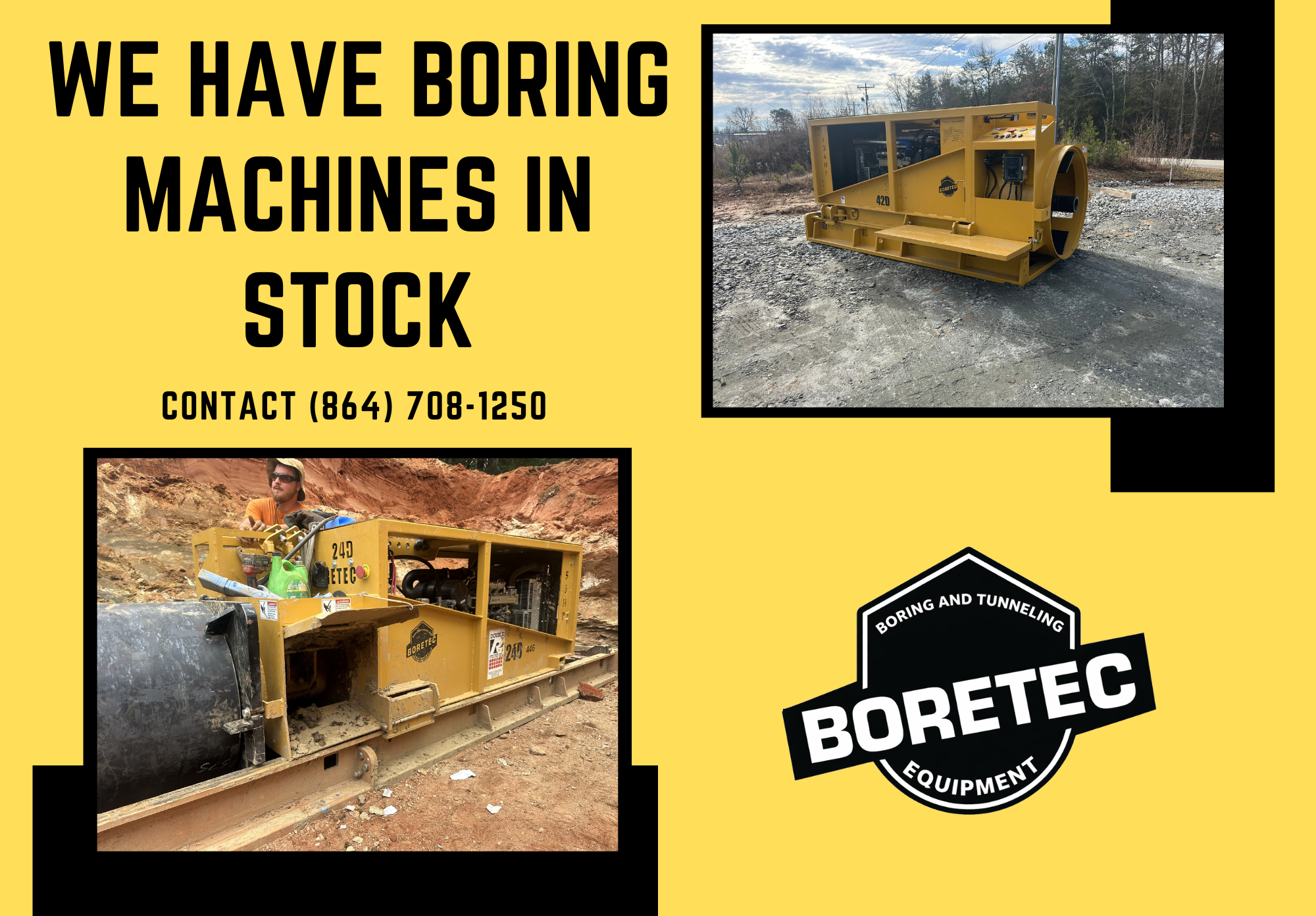 We stock boring machines — contact Boretec for more information